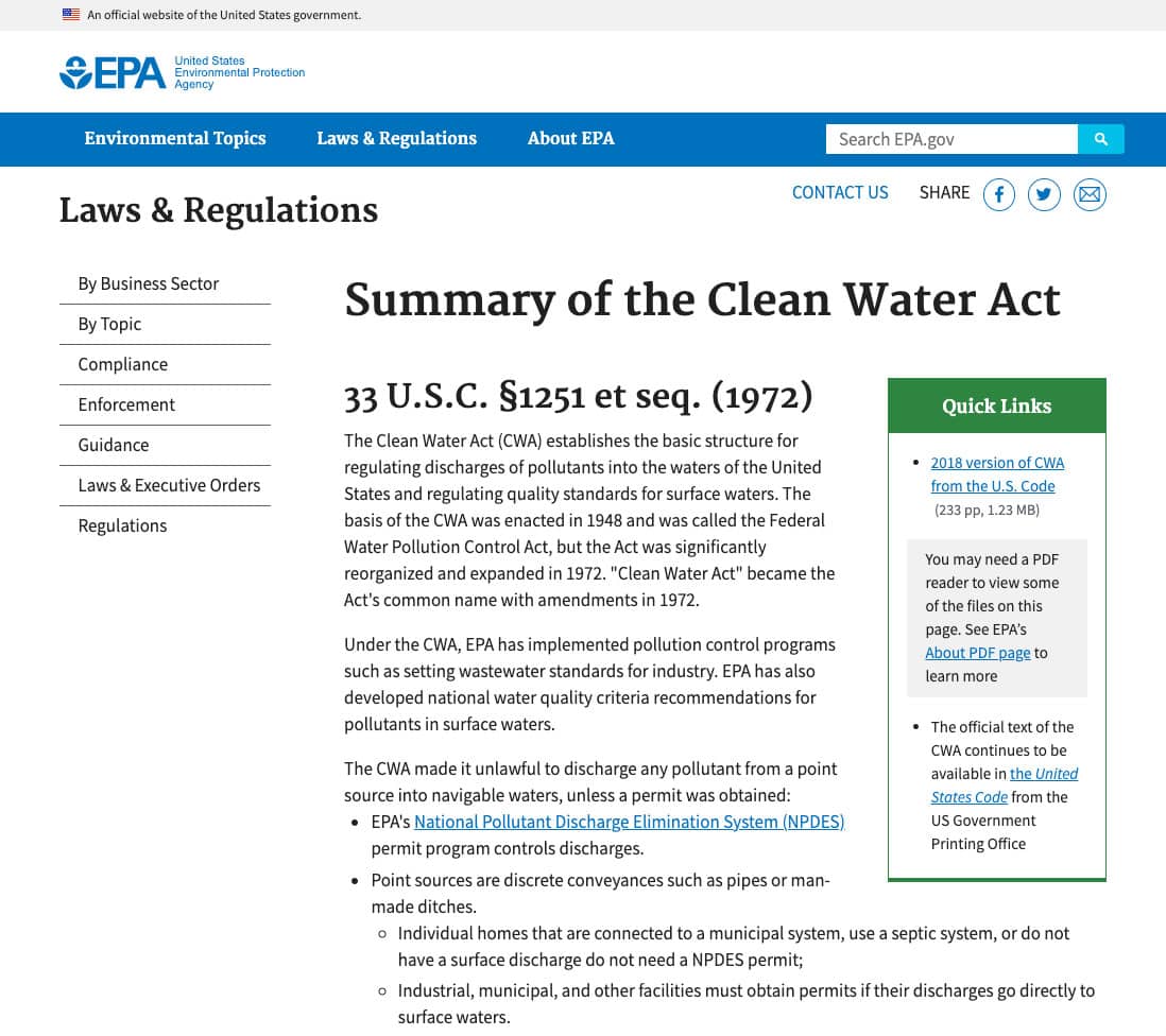 Summary of the Clean Water Act Bronx River Alliance