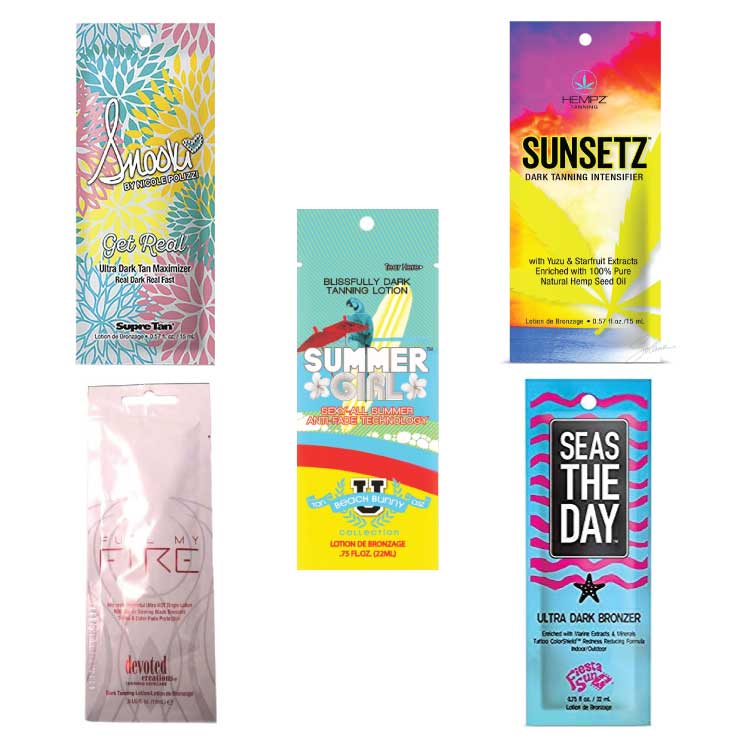 5 Assorted Bronzer Tanning Bed Lotion Packets