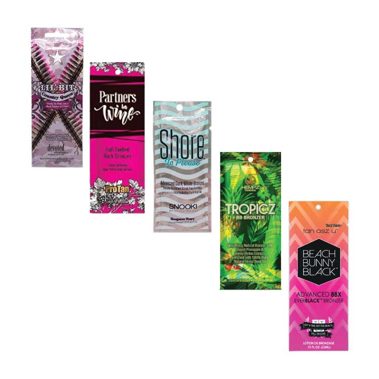 5 Assorted Bronzer Tanning Bed Lotion Packets