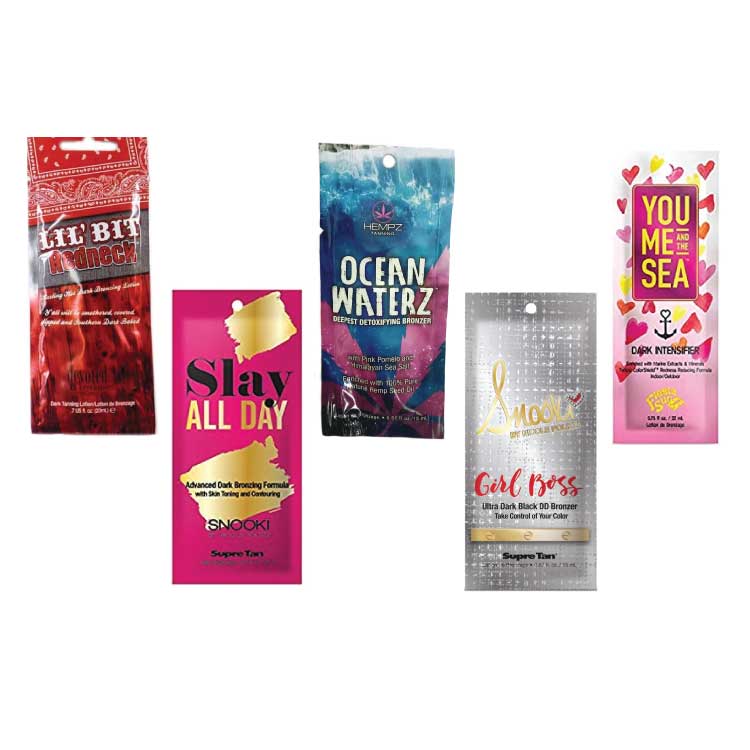 5 Assorted Bronzer Tanning Bed Lotion Packets