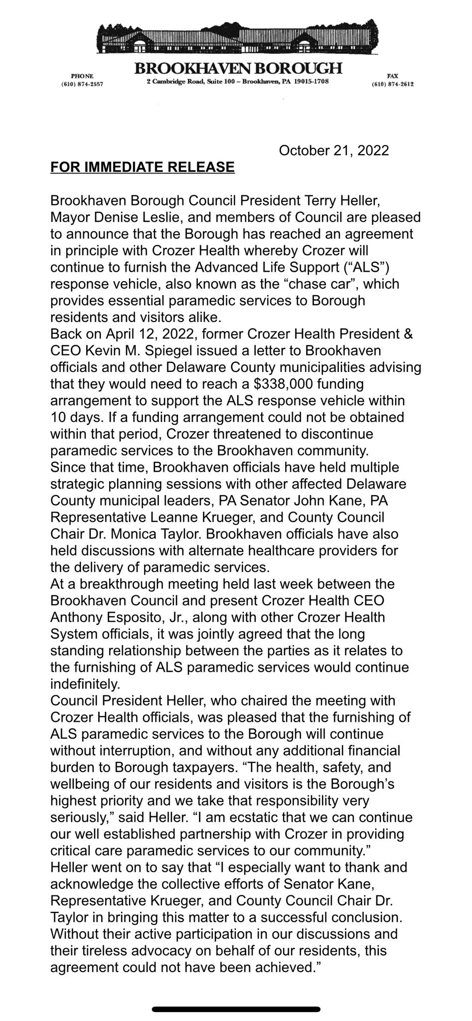 GREAT NEWS Crozer Health Services to continue providing essential