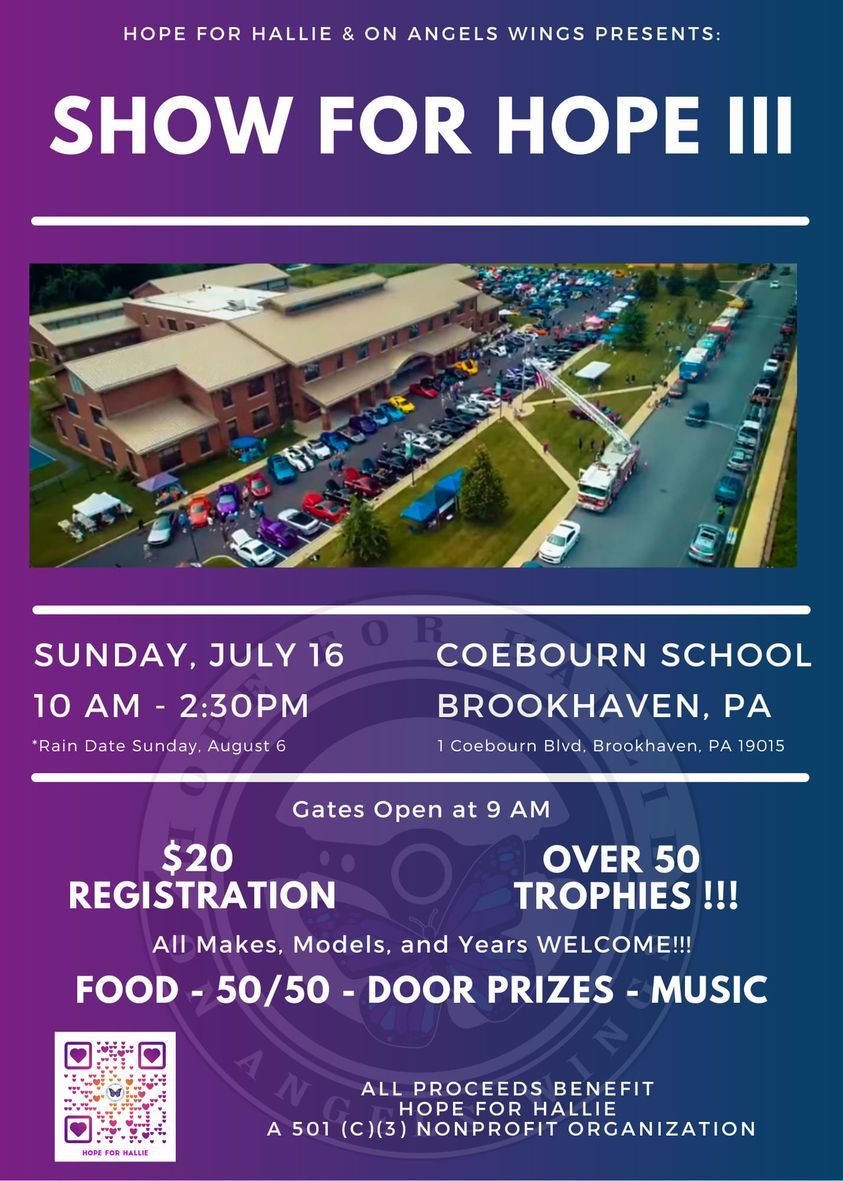 Show for Hope Car Show 10am 230pm Brookhaven Borough
