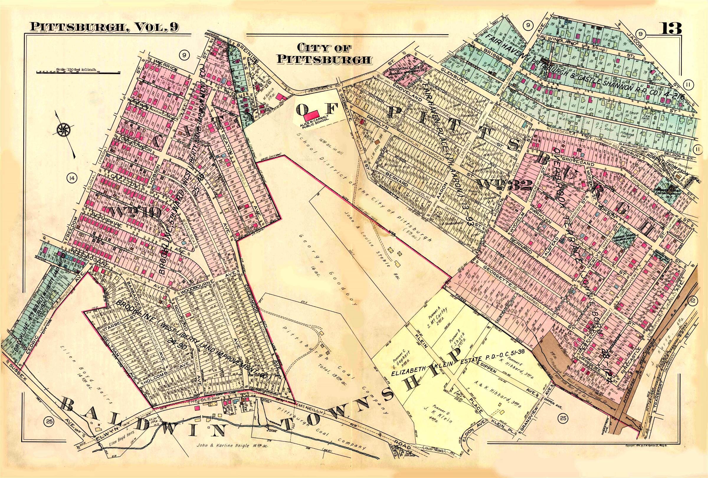 Brookline and Surroundings Map 1940