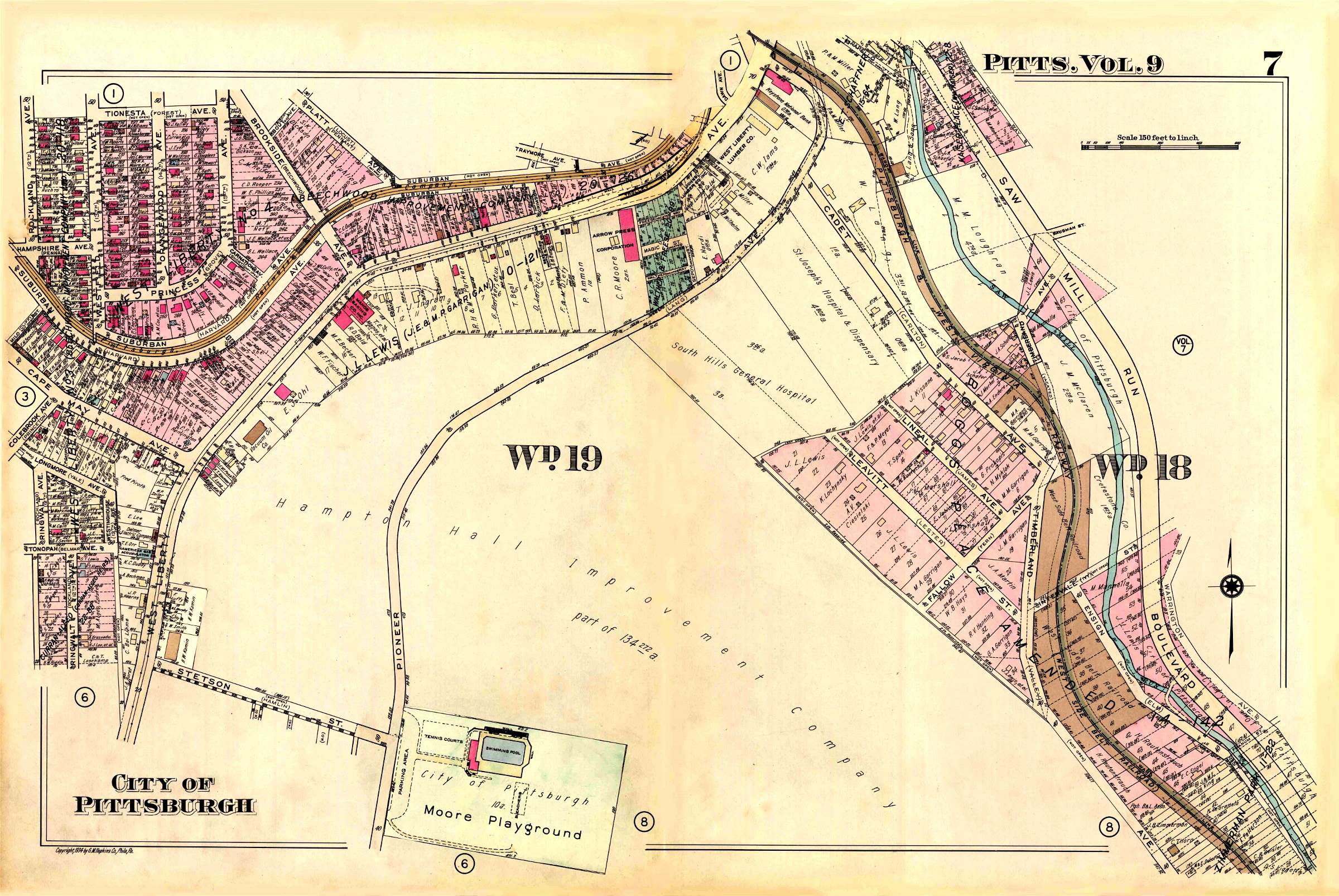 Brookline and Surroundings Map 1940