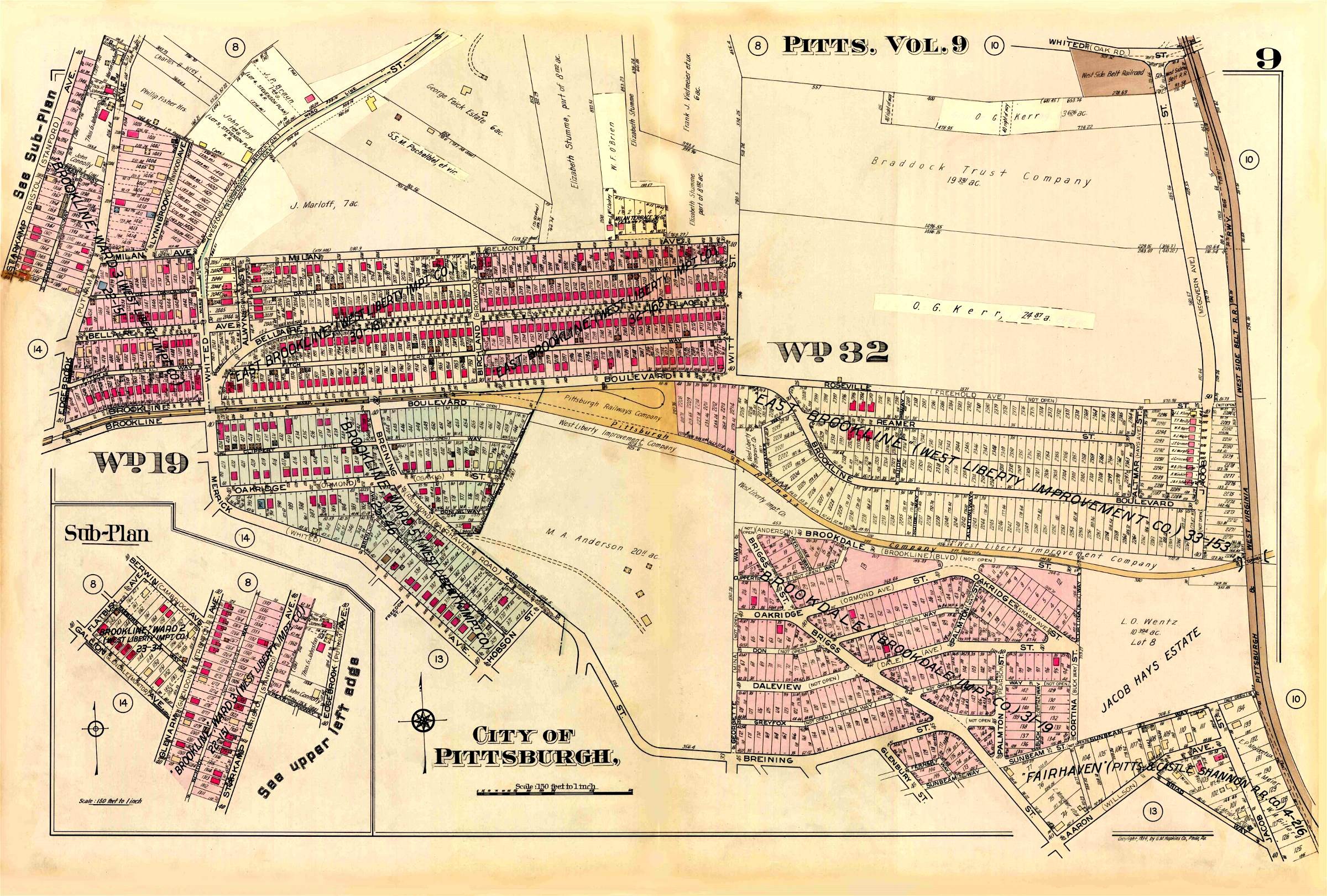 Brookline and Surroundings Map 1940