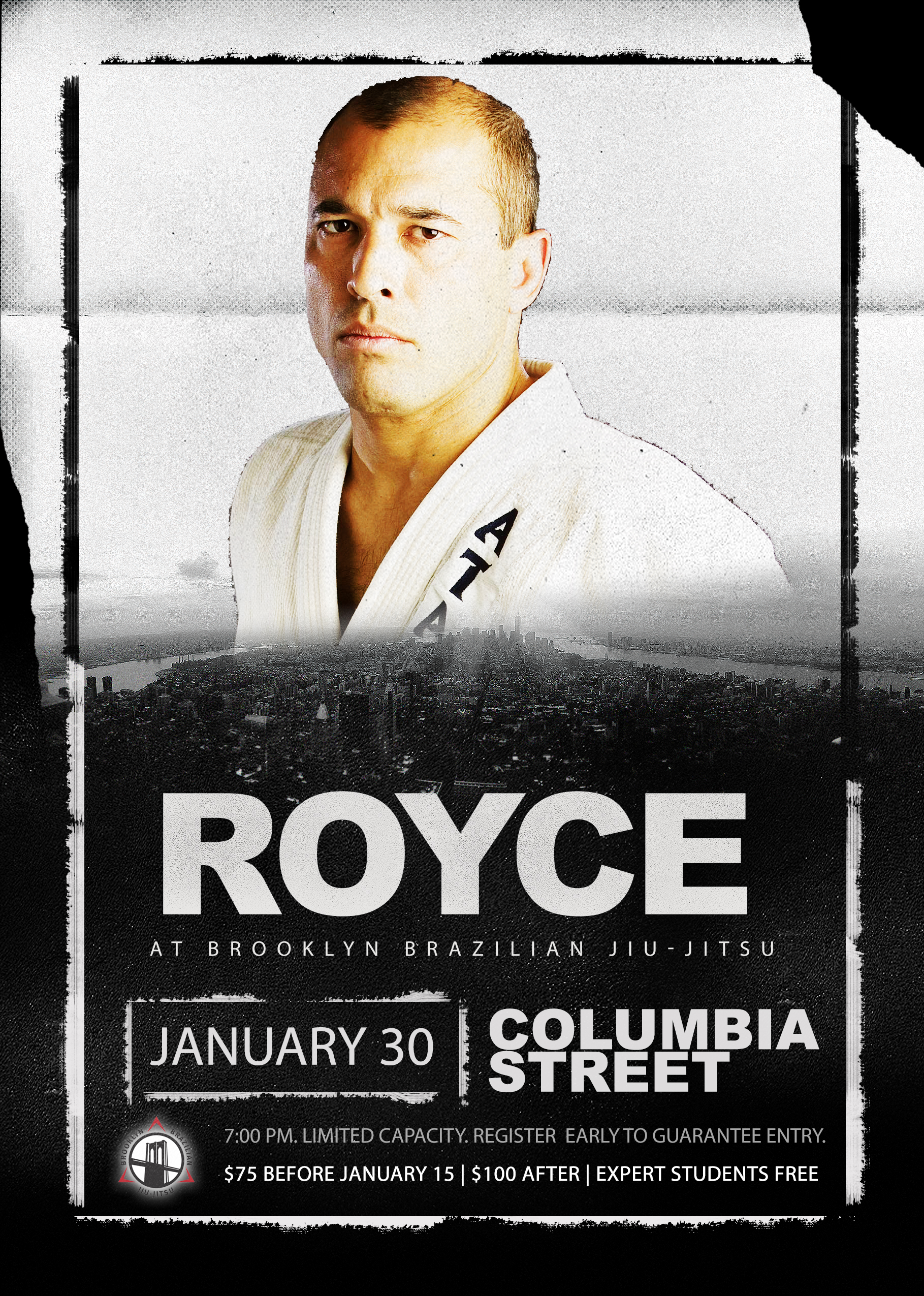 Royce Gracie Seminar January 30th at 7PM Brooklyn Brazilian Jiu Jitsu