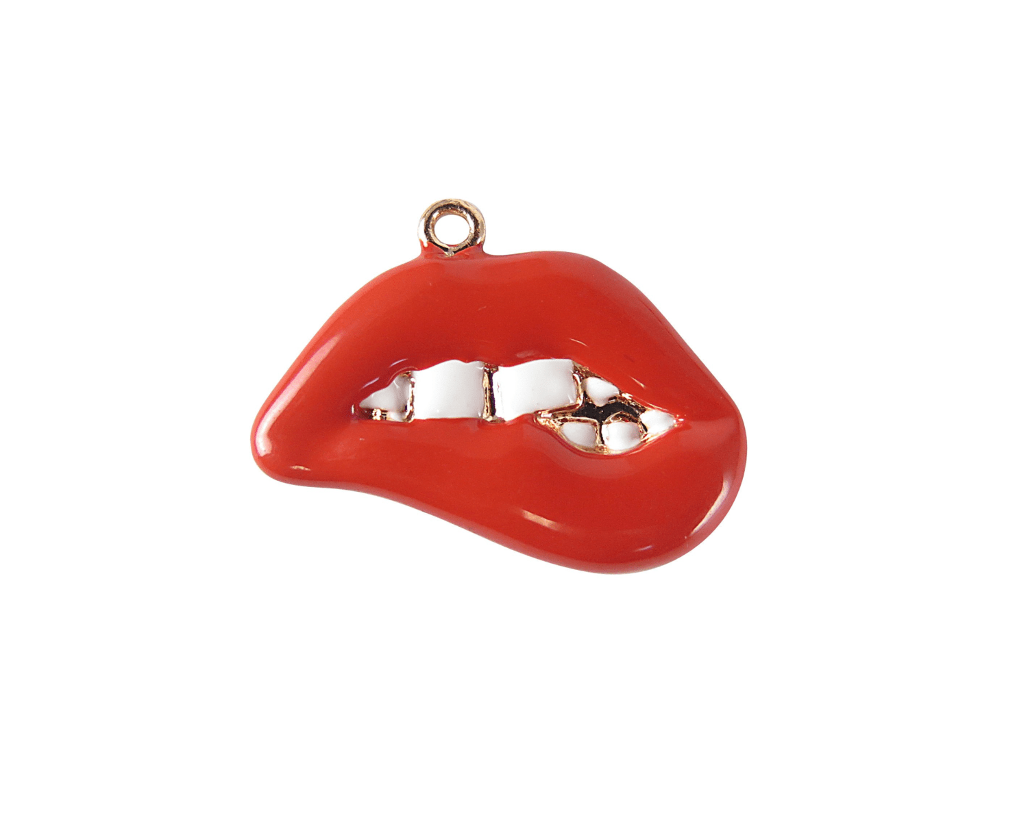 Red Biting Lips Enamel Pendant Brooklyn Charm