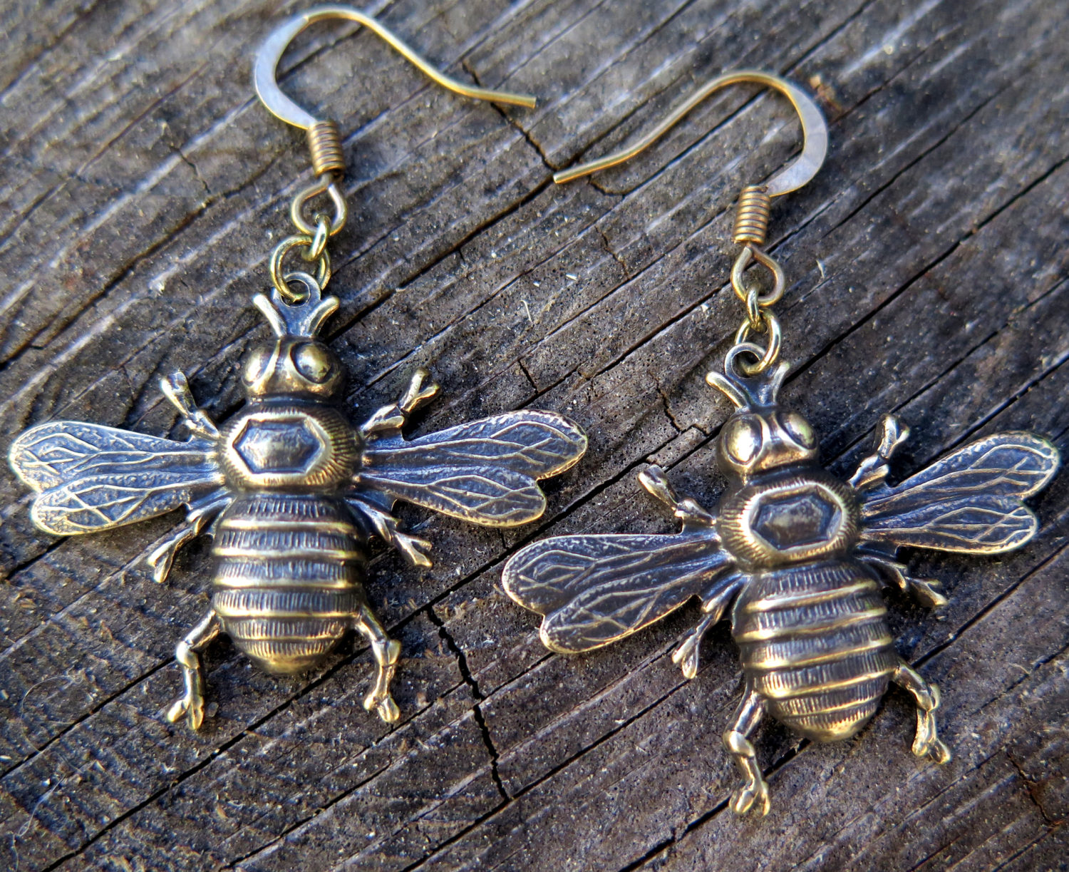 Large Bumble Bee Earrings Choose Your Finish Brooklyn Charm