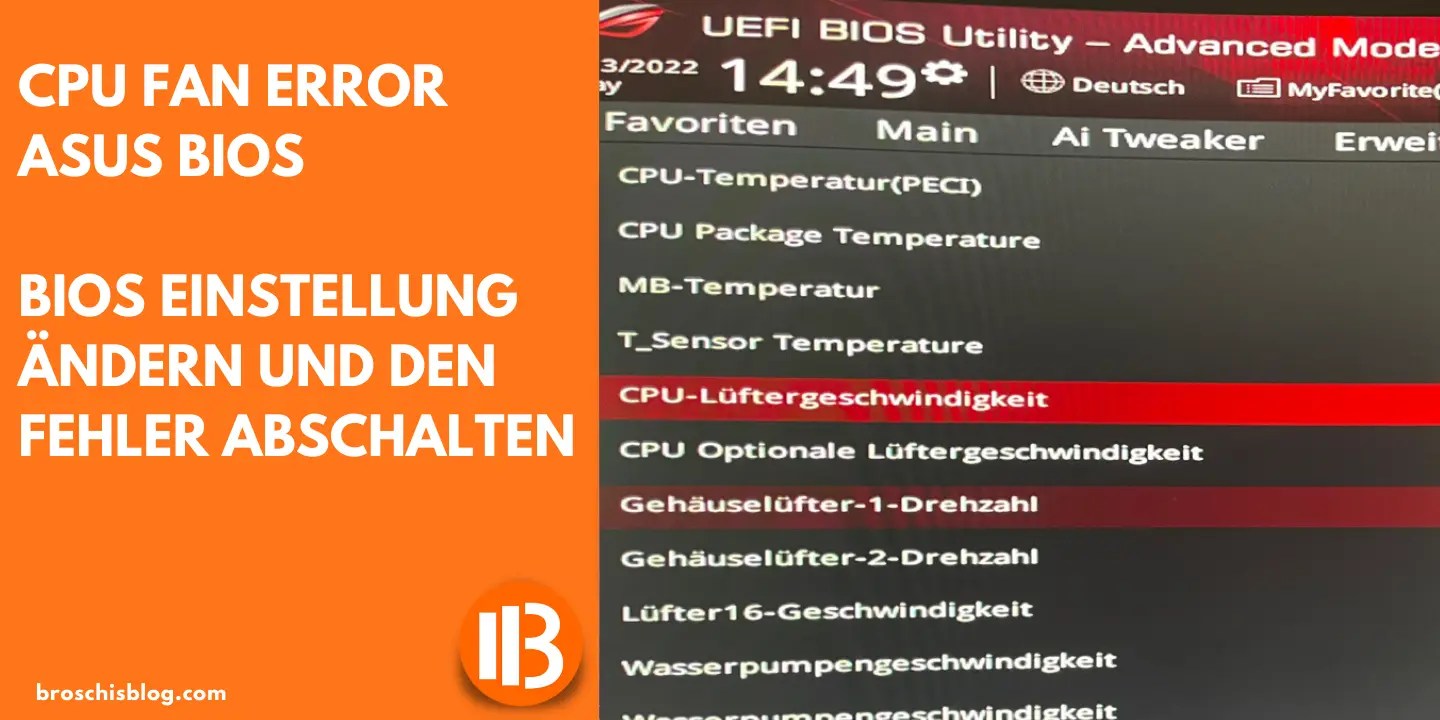 ASUS CPU Fan Error deaktivieren im Bios Anleitung