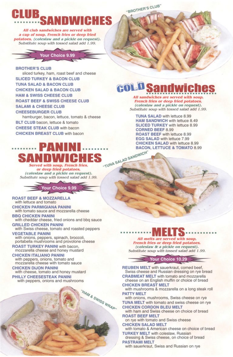 Our Menu Brothers Diner