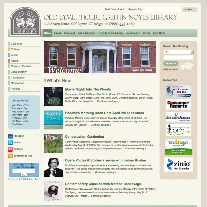 Old Lyme PGN Library website Brown Bear Creative
