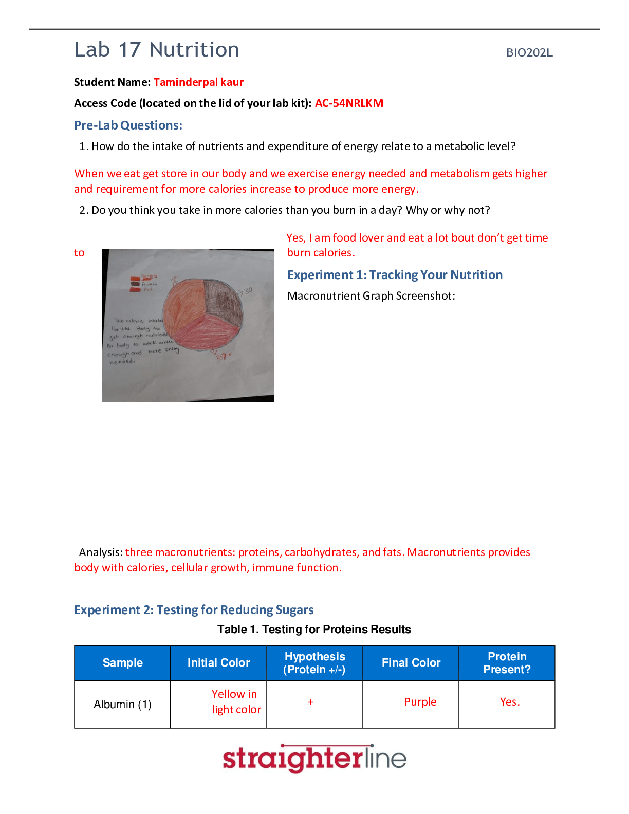 Straighterline Anatomy and Physiology II / A&P II BIO 202L LAB 17