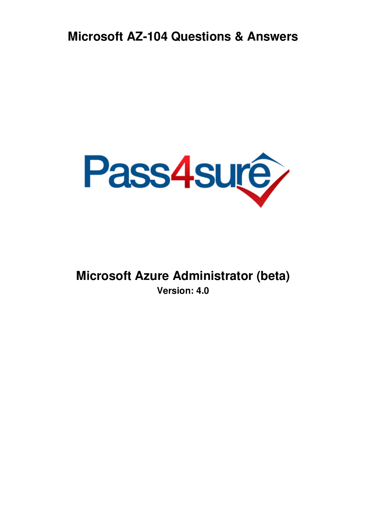 AZ104 Microsoft Azure certification Exam (Q & Answers) (Updated2022