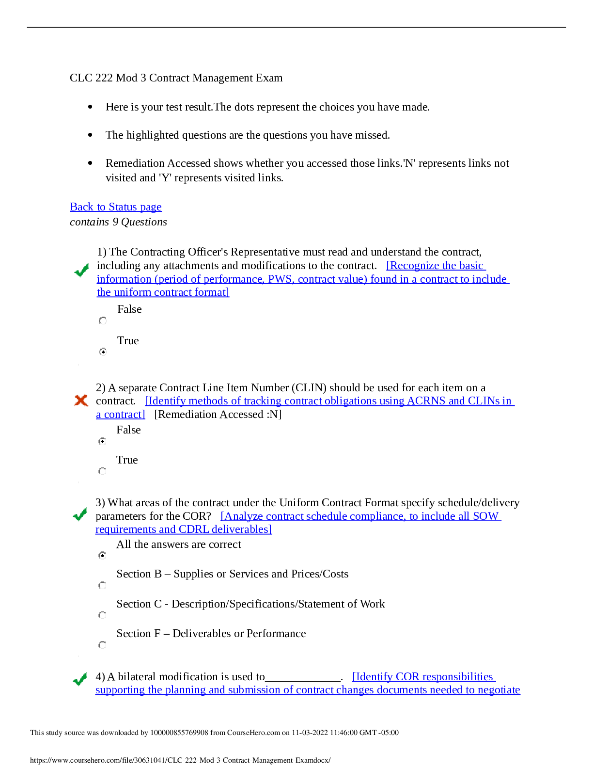 CLC 222 Module 1 - Module 6. COMPLETE TEST PACKAGE - Browsegrades