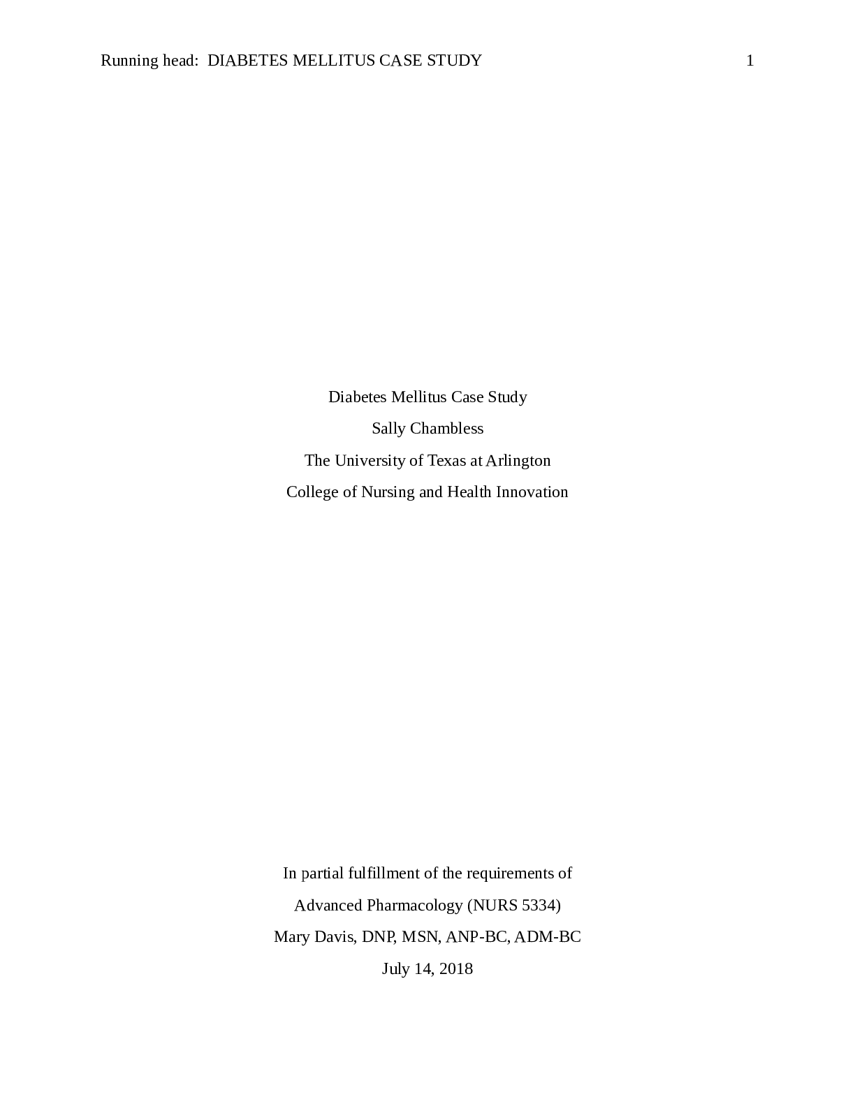 NURS 5334 Diabetes Mellitus Case Study Browsegrades