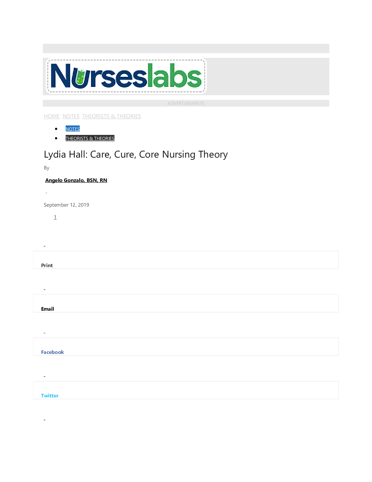 BSN 109 Lydia Hall Care, Cure, Core Nursing Theory Guide 2021