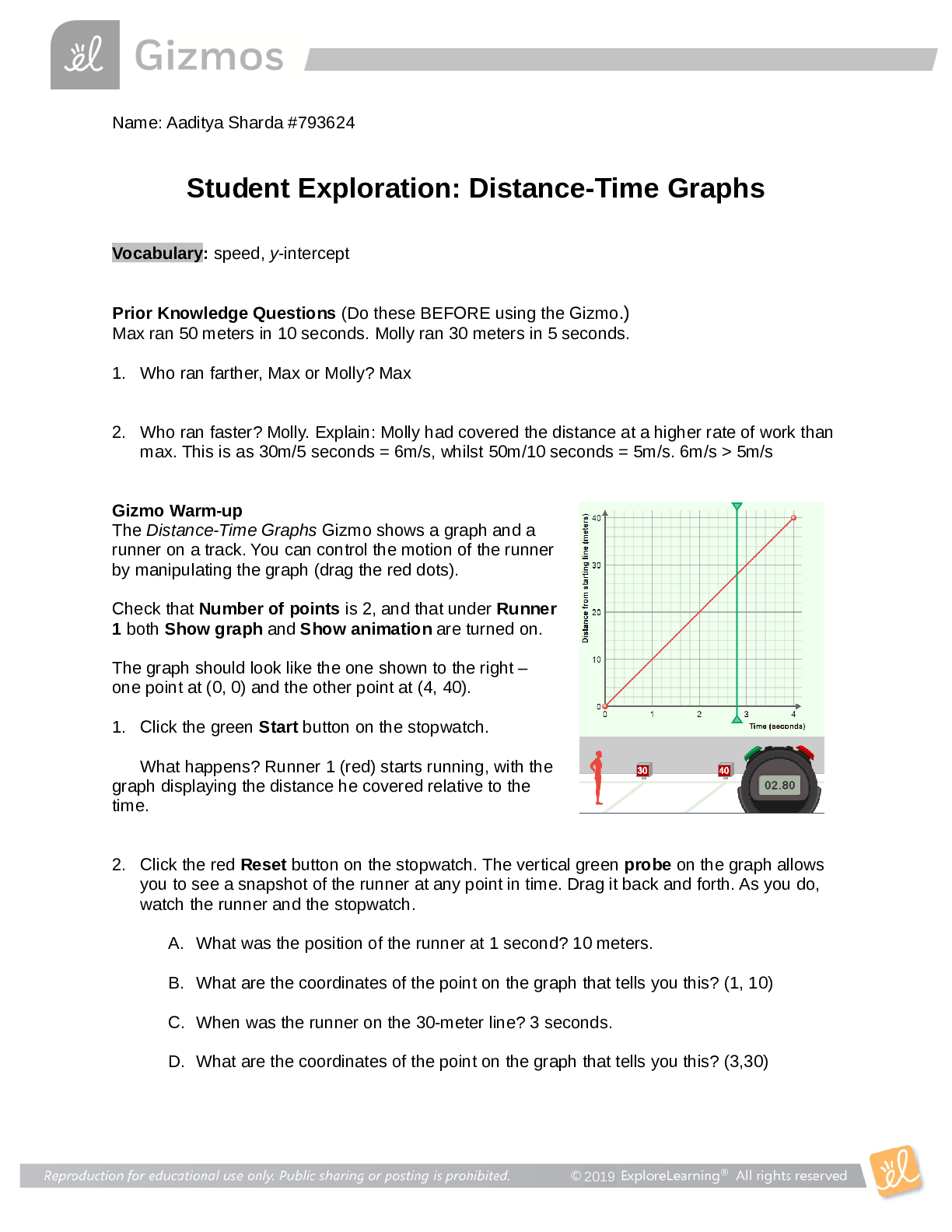 GIZMO Distance Time Graph - Browsegrades
