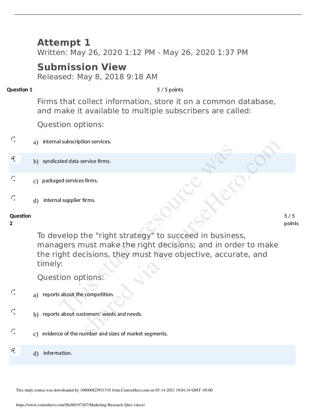 MARKETING BM380Marketing Research Quiz 1 Browsegrades