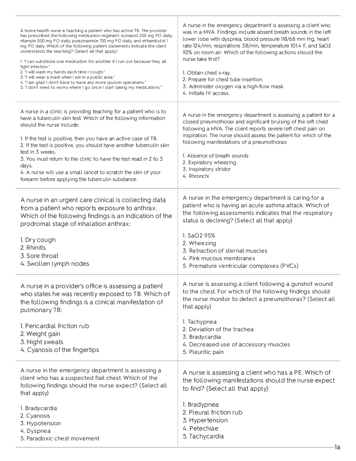 Med Surg ATI Respiratory System Practice Questions Browsegrades