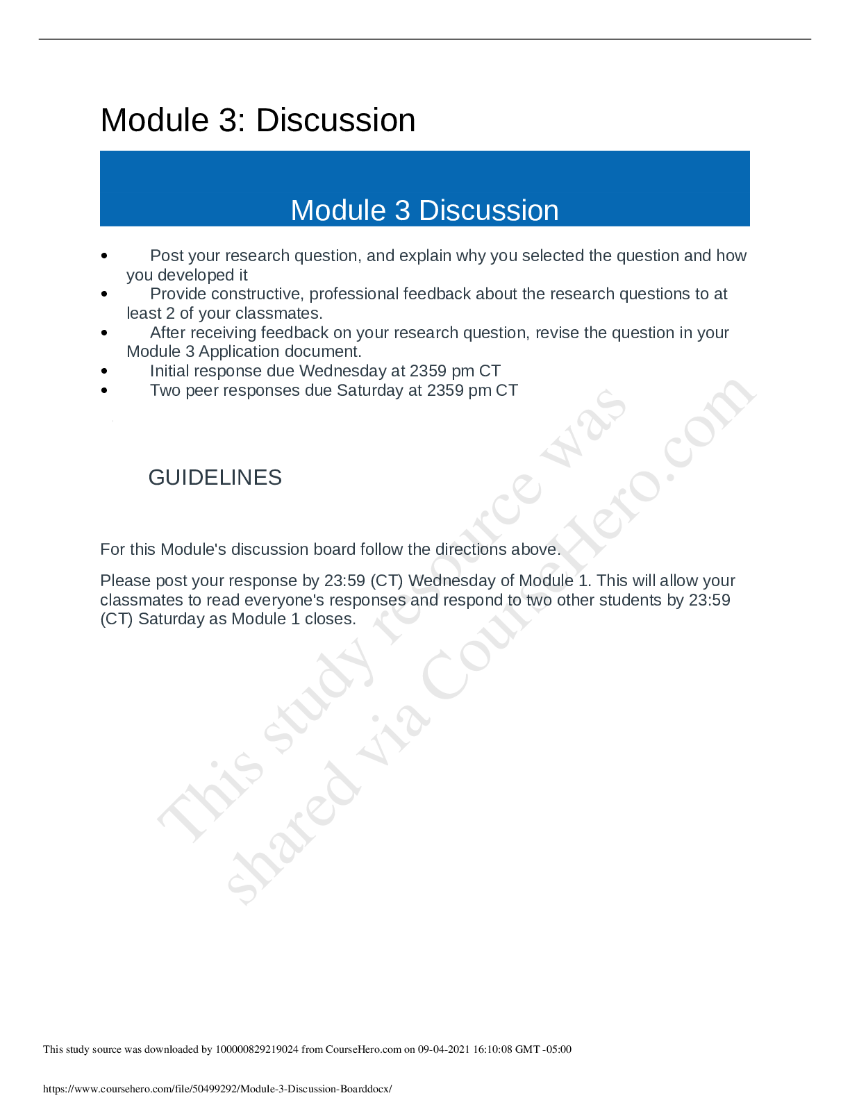 Module 3 NURS 3345 Discussion Board.docx revised edition 2021 Browsegrades