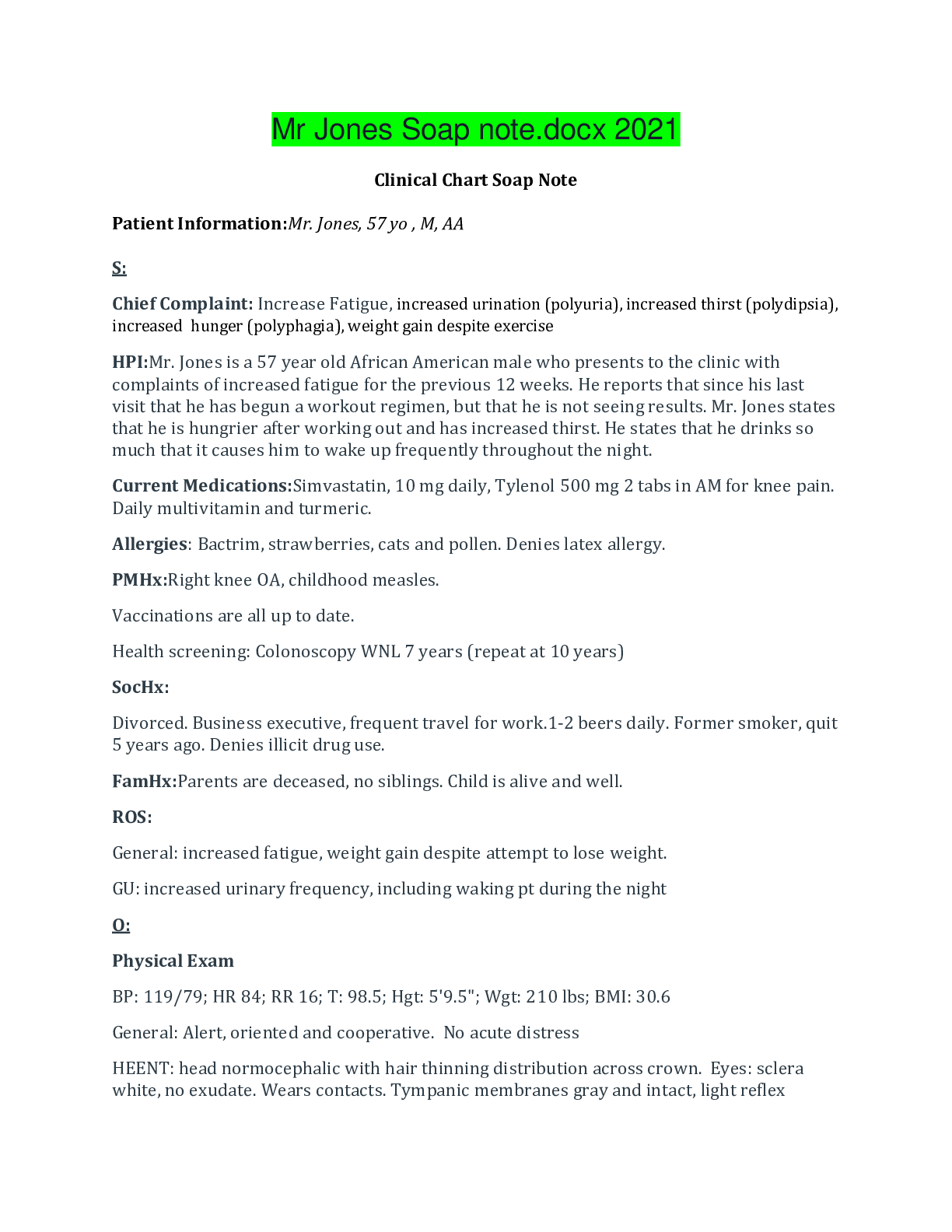 Mr Jones Soap note.docx 2021 Browsegrades