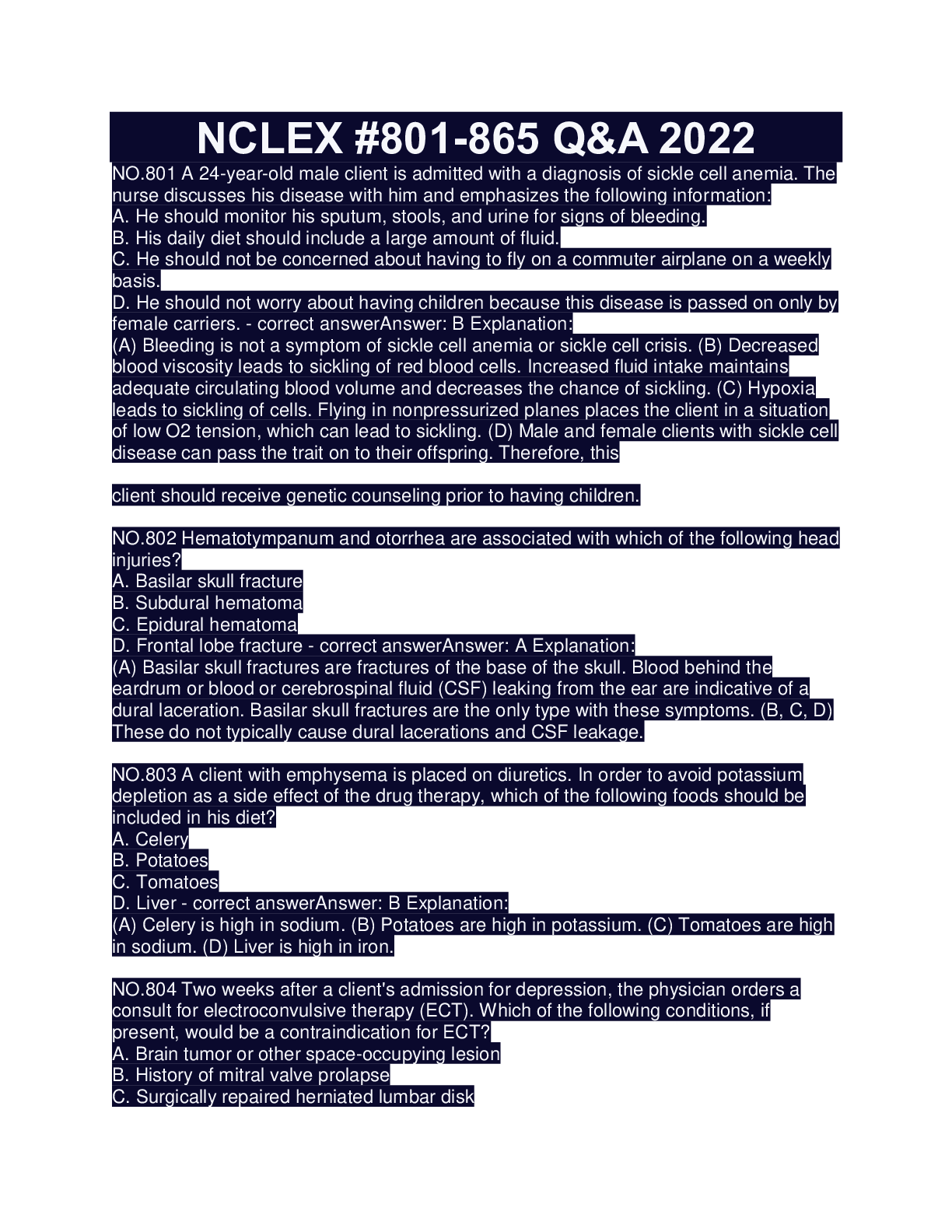 NCLEXPN Review Questions and answers, 100 proven pass rate, Graded A+