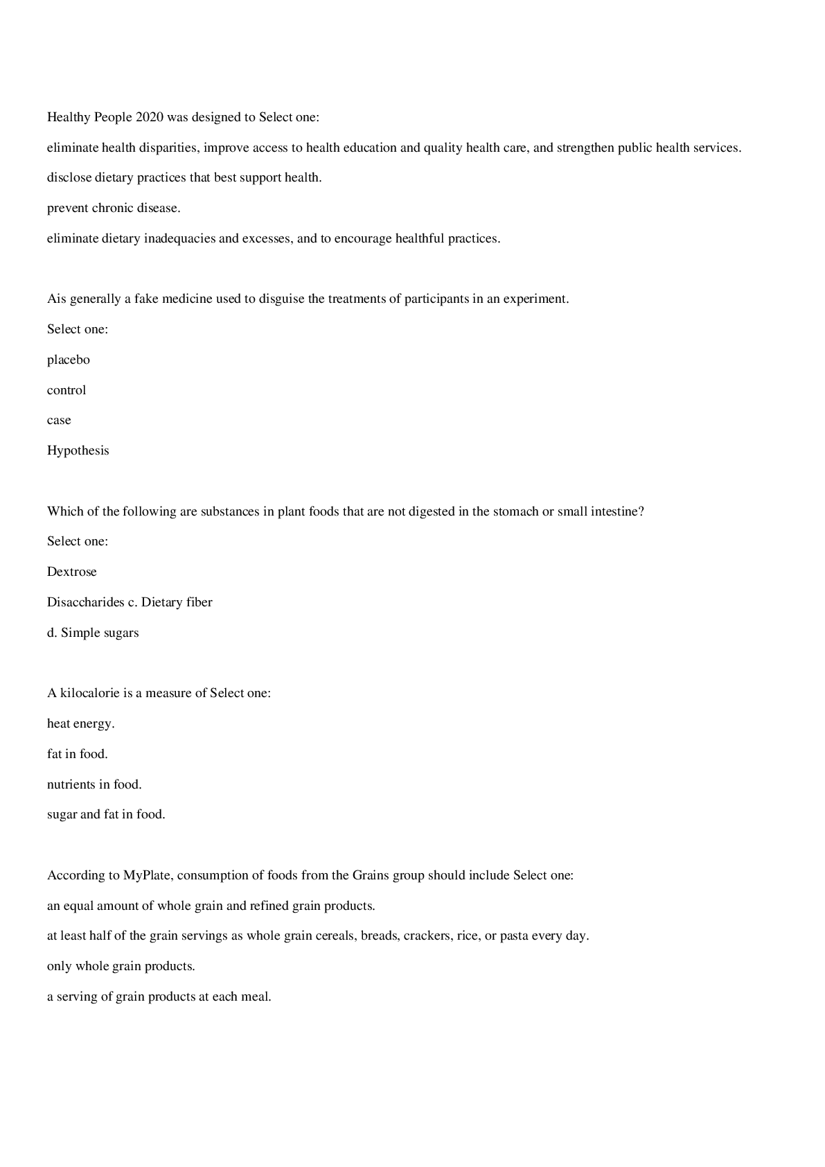 StraighterLine NUTRI101 Nutrition Midterm Exam 2023 Version 1