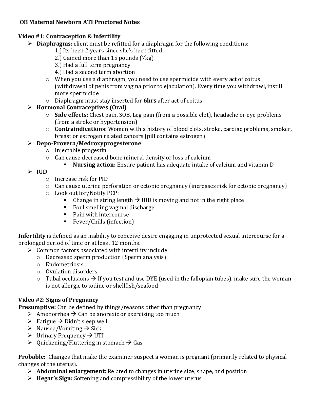OB Maternal Newborn ATI Proctored Notes Browsegrades