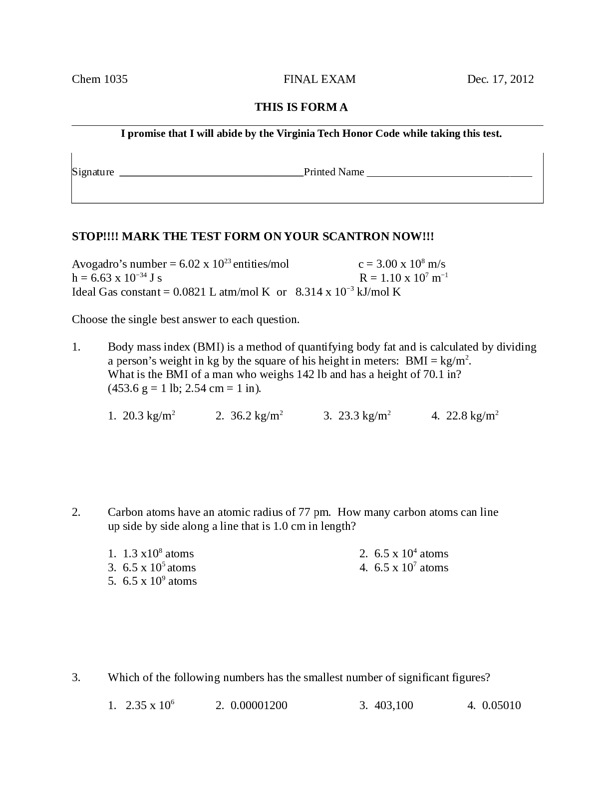 CHM 2210 Practice FINAL Exam [Final Exam Preparation Guide] Browsegrades