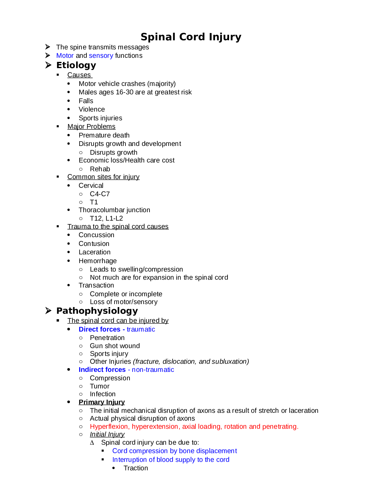Case Study Spinal Cord Injury (1) Rationals (A Graded) Latest Questions