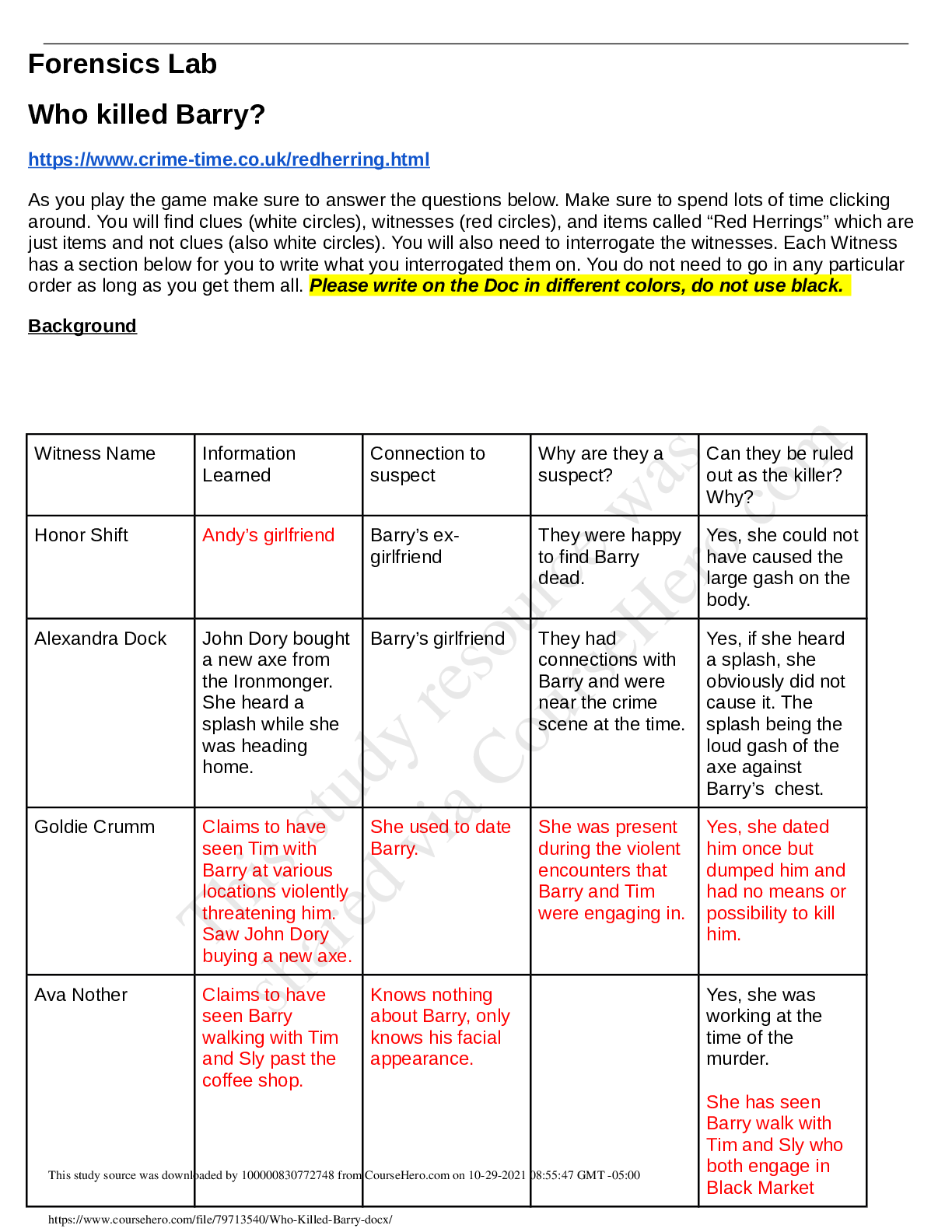 Forensics Lab Who killed Barry? - Browsegrades