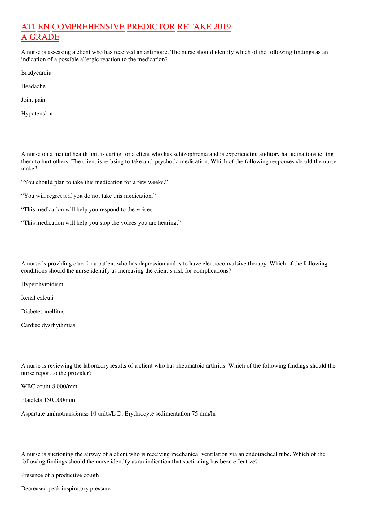 Rn Comprehensive Predictor 2019 Form D Aulaiestpdm Blog