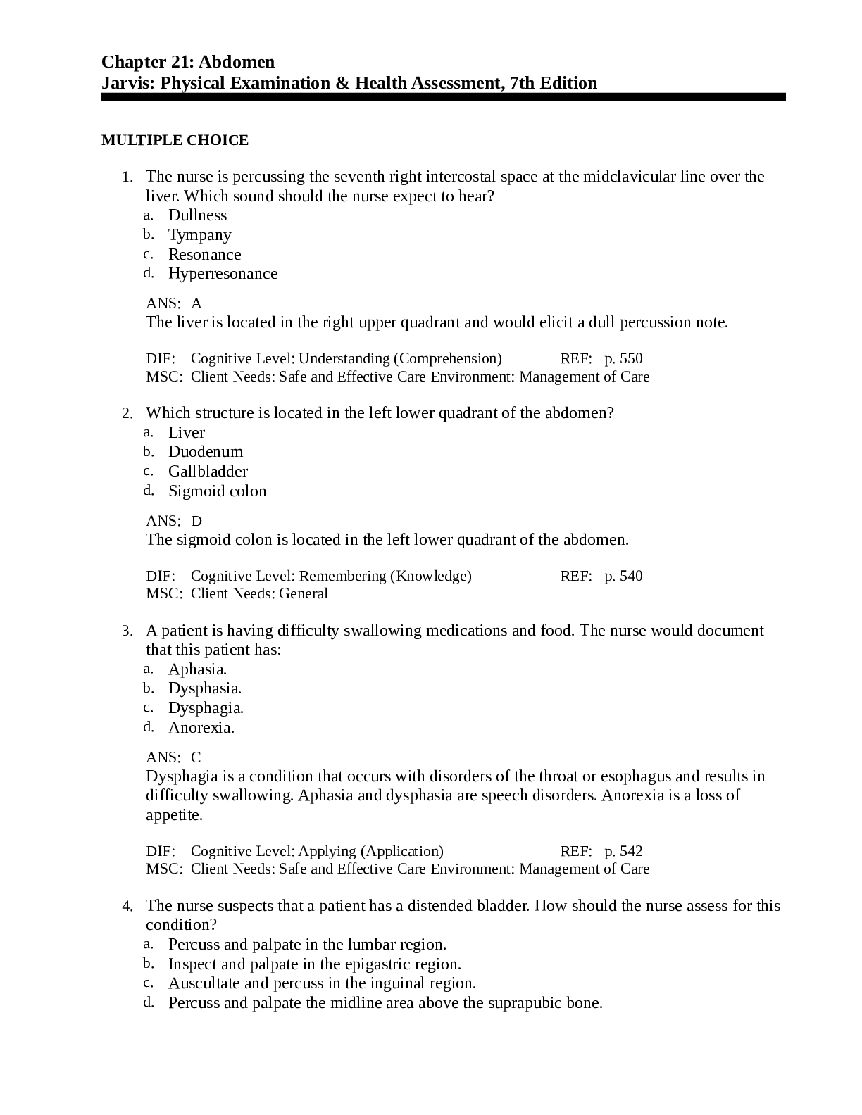 Physical Examination & Health Assessment Browsegrades