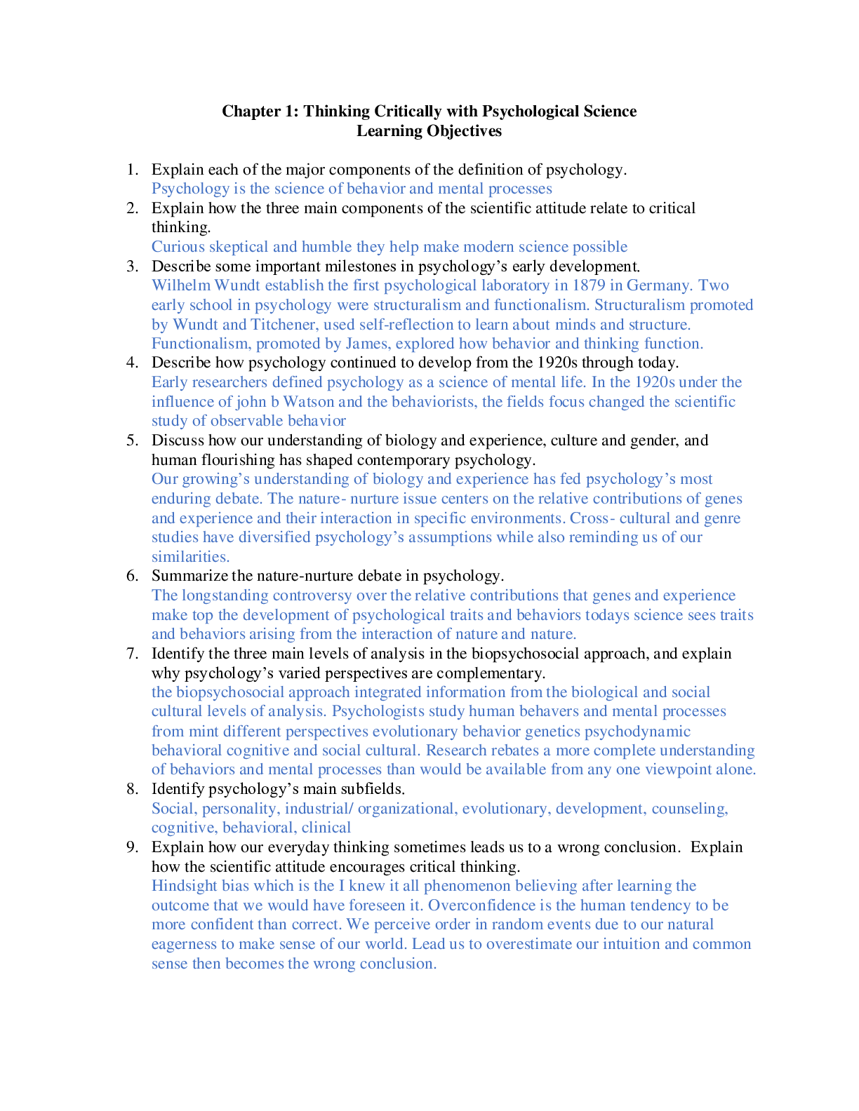 PSYCH 181Final Psychology Study Guide. Thinking Critically with