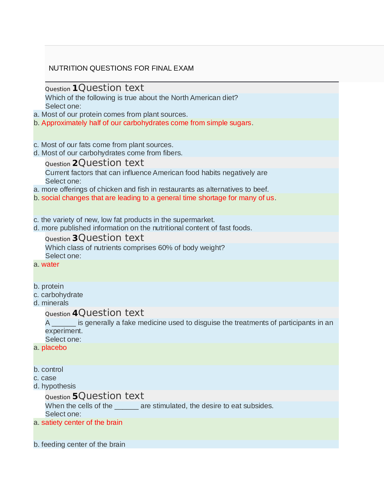 NURS 110 NUTRITION QUESTIONS AND ANSWERS FOR FINAL EXAM LATEST VERSION.
