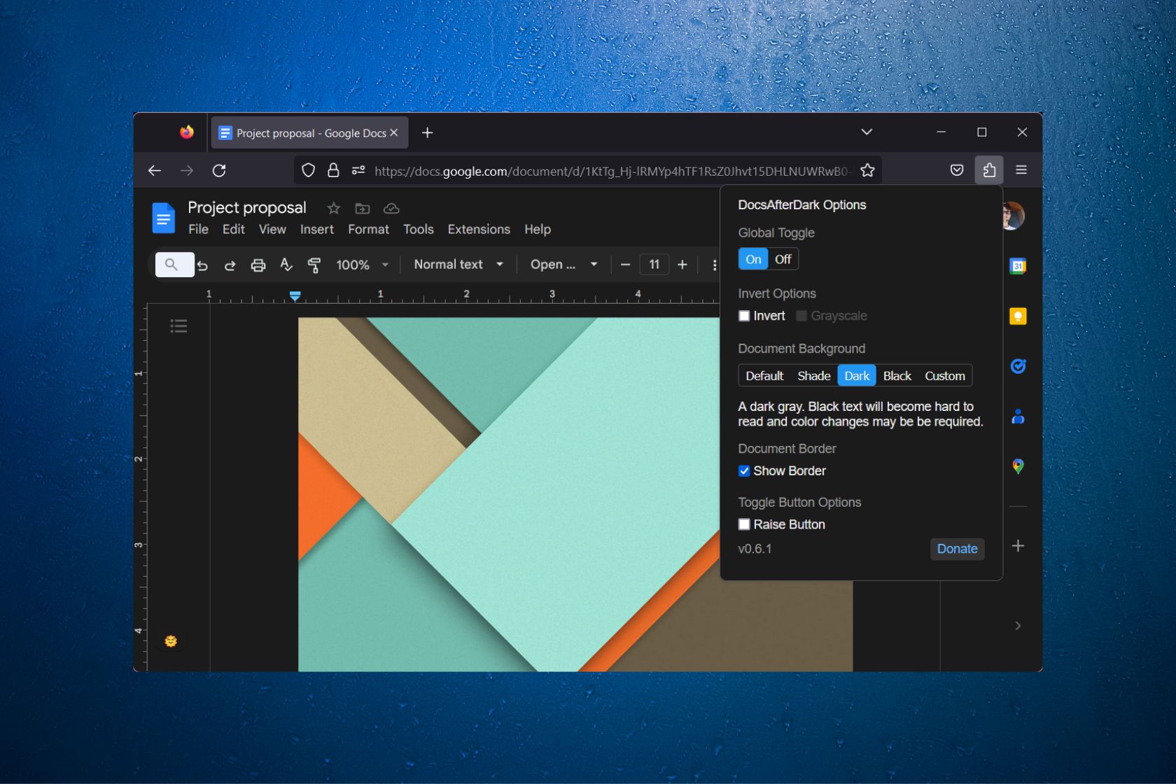 How to Make Google Docs Dark Mode on Firefox→ Extension/Theme