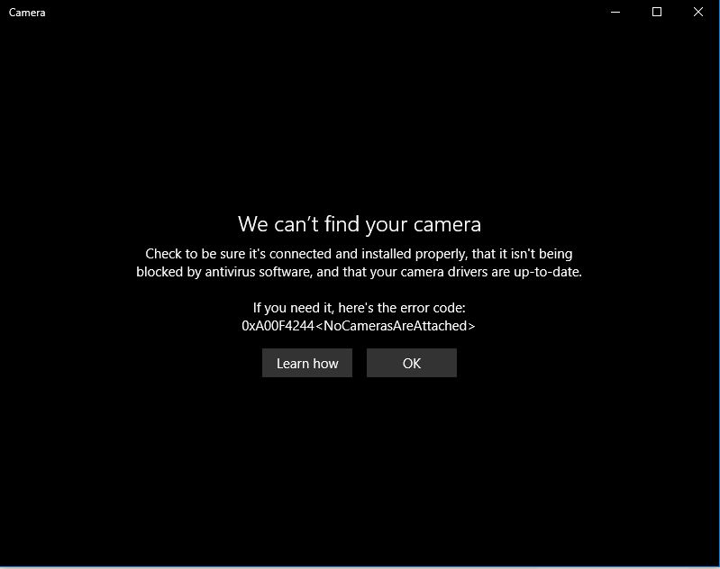 Windows 10 Camera not Working Error 0xA00F4244 [Solved]