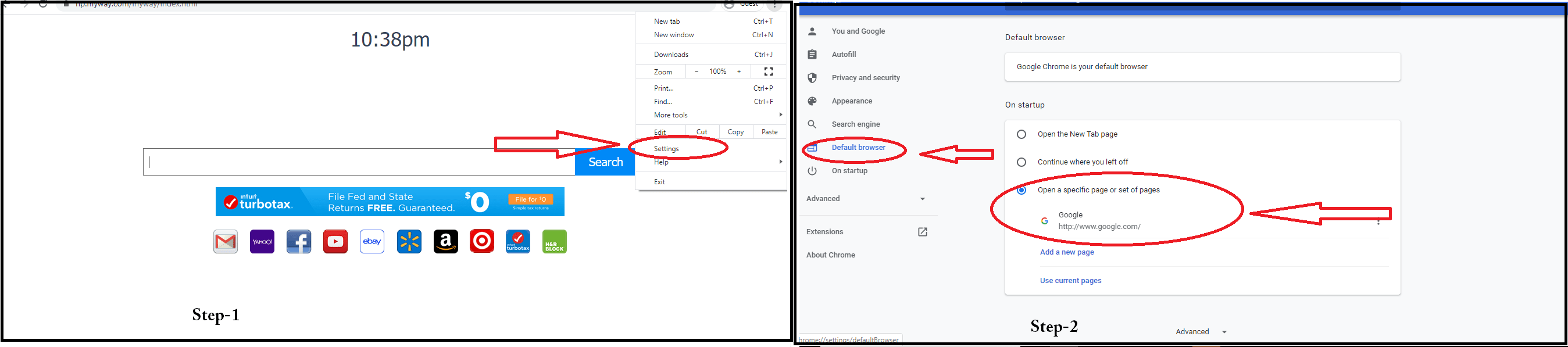 How do i change my homepage back to google or yahoo