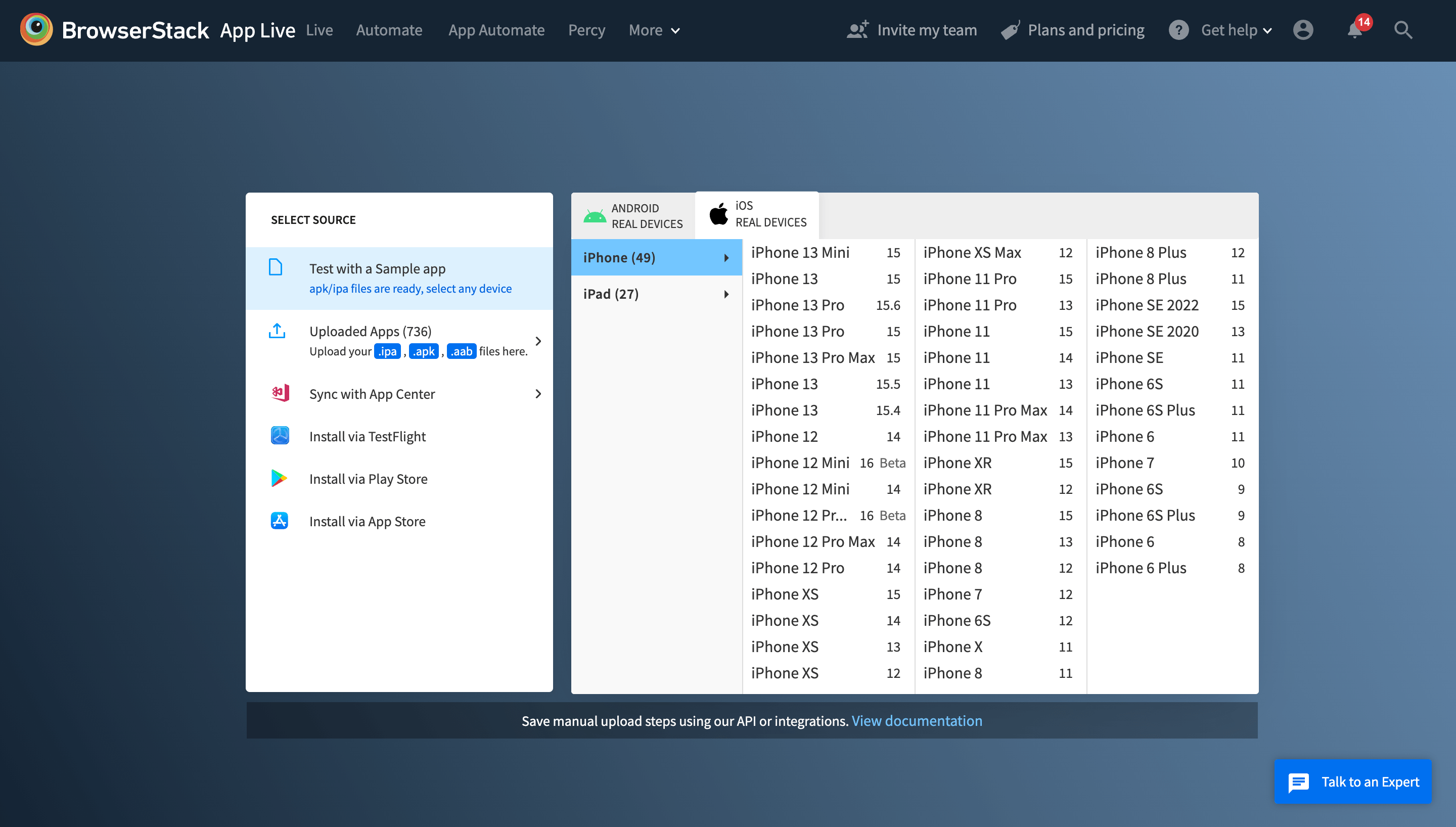 Top iOS Devices to Test your App or site on BrowserStack