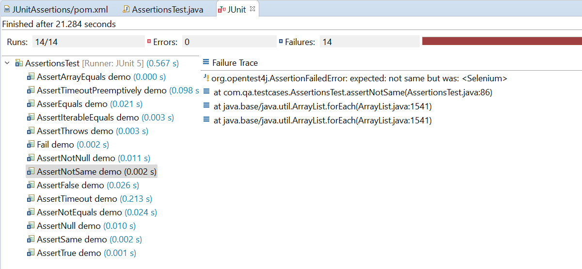 Understanding JUnit assertions for Selenium Testing with Examples