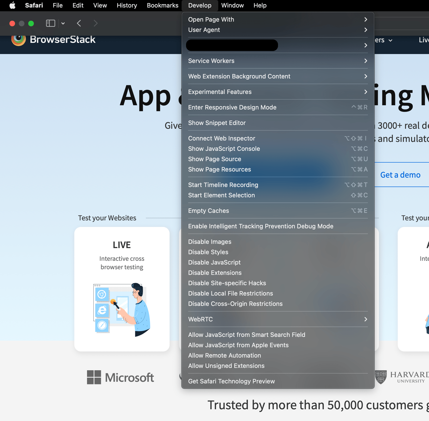 How to use Devtools for Safari Mobile View ? BrowserStack