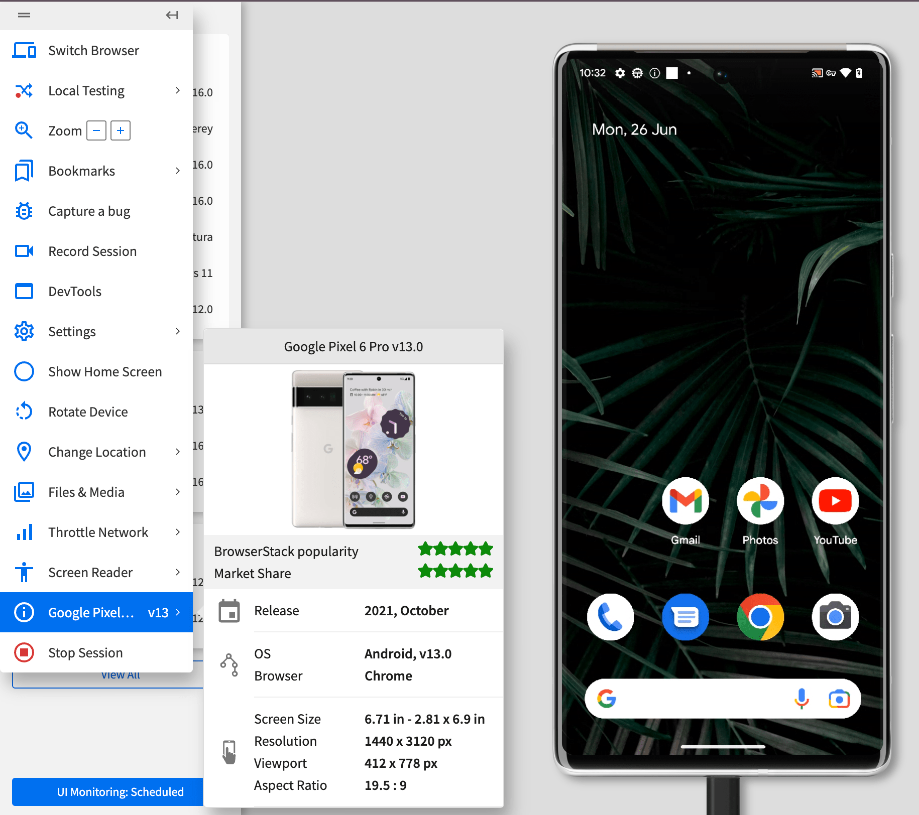 How to inspect element on Android device BrowserStack