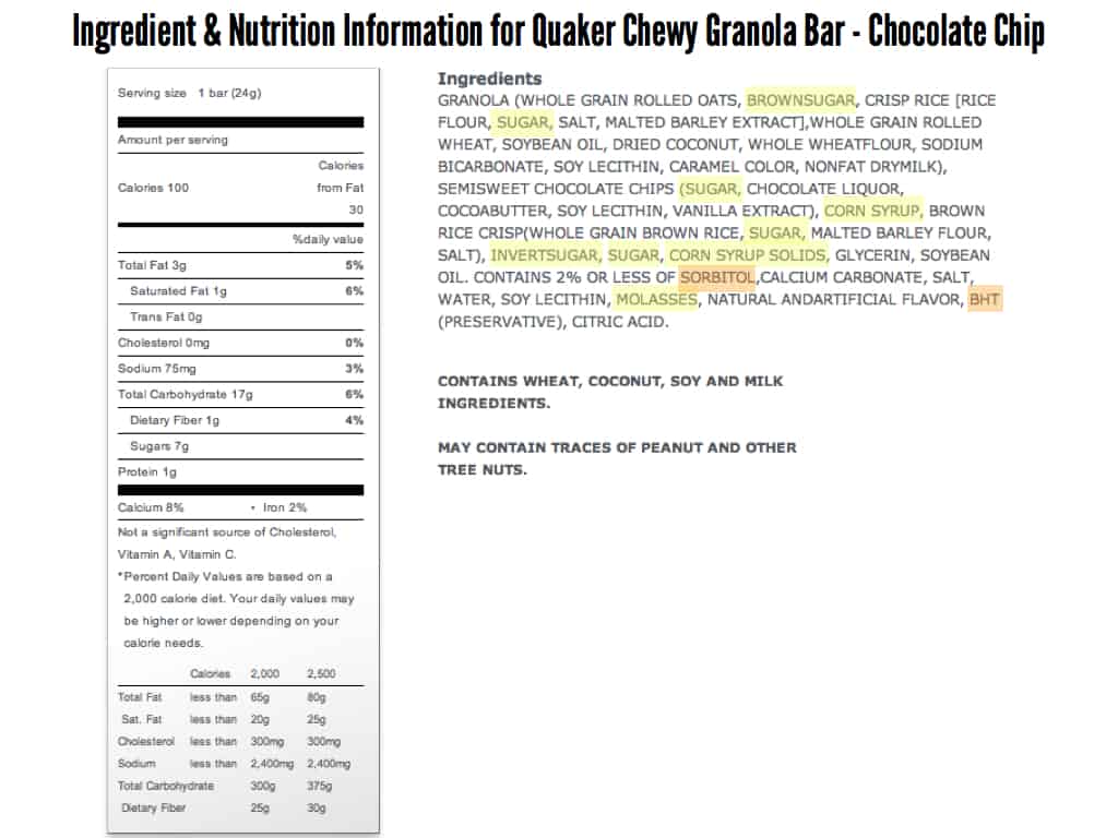 Quaker Granola Bars Nutritional Information Besto Blog