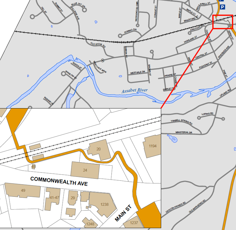 Concord Map for Bruce Freeman Rail Trail Concord, Massachusetts