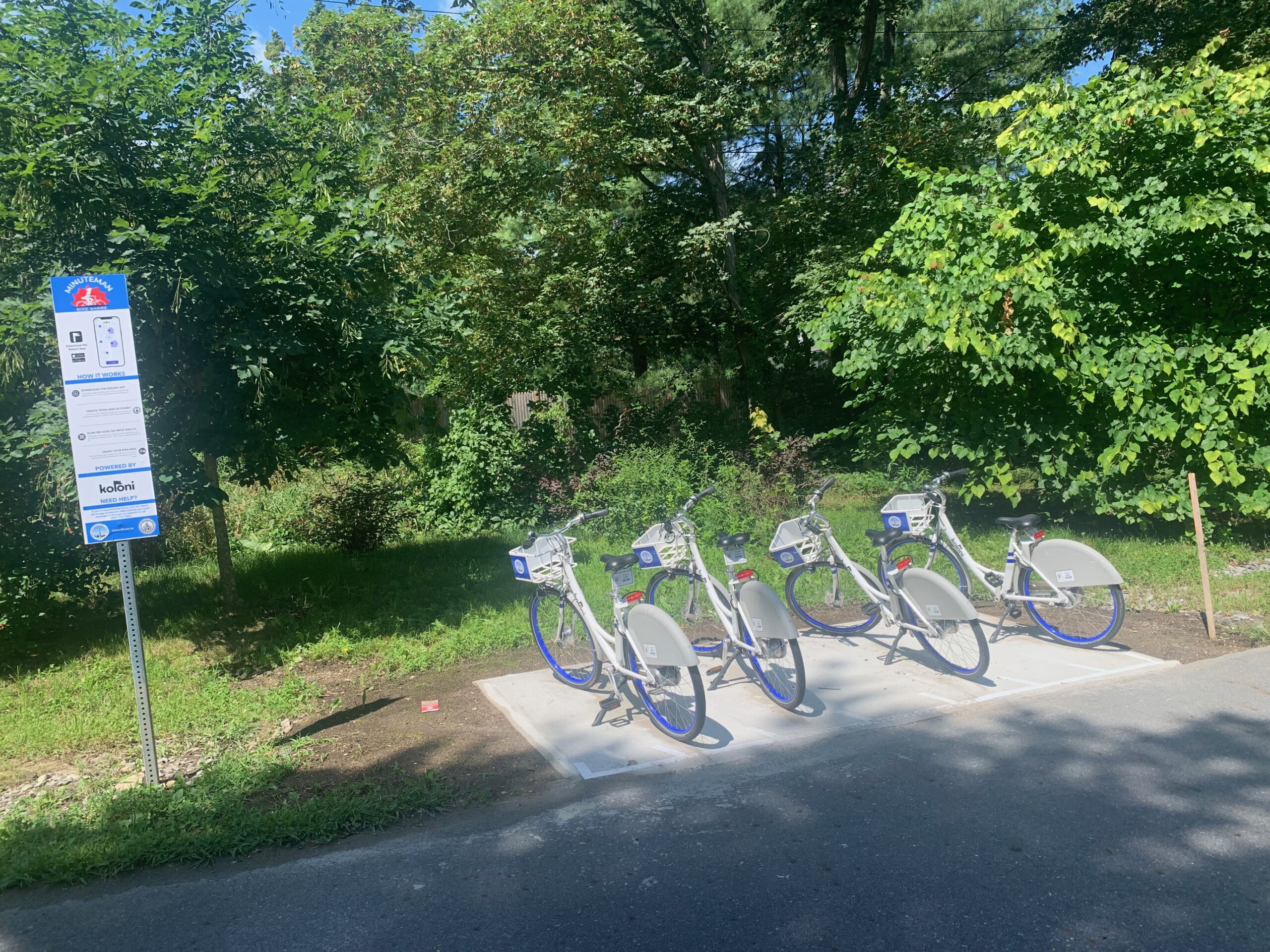 Minuteman Bike Share rental bicycles on the Bruce Freeman Rail Trail in