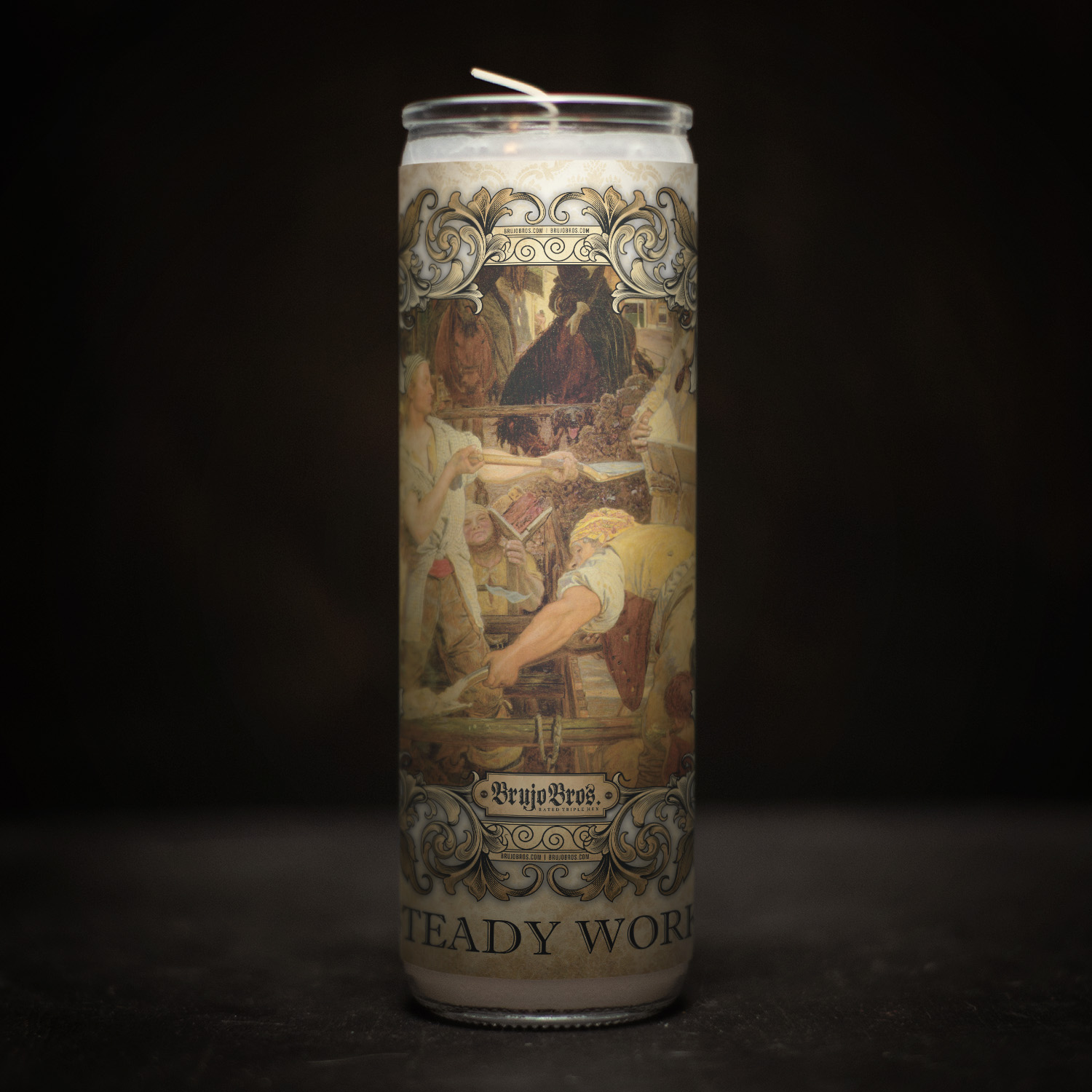 7Day Candle Label Steady Work BrujoBros