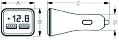 DOUBLE USB POWER PLUG W/METER Canadian Marine Parts