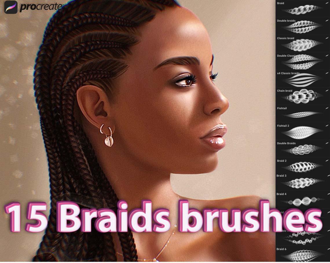 HAIR brushes for Procreate [Free and Premium] BrushWarriors