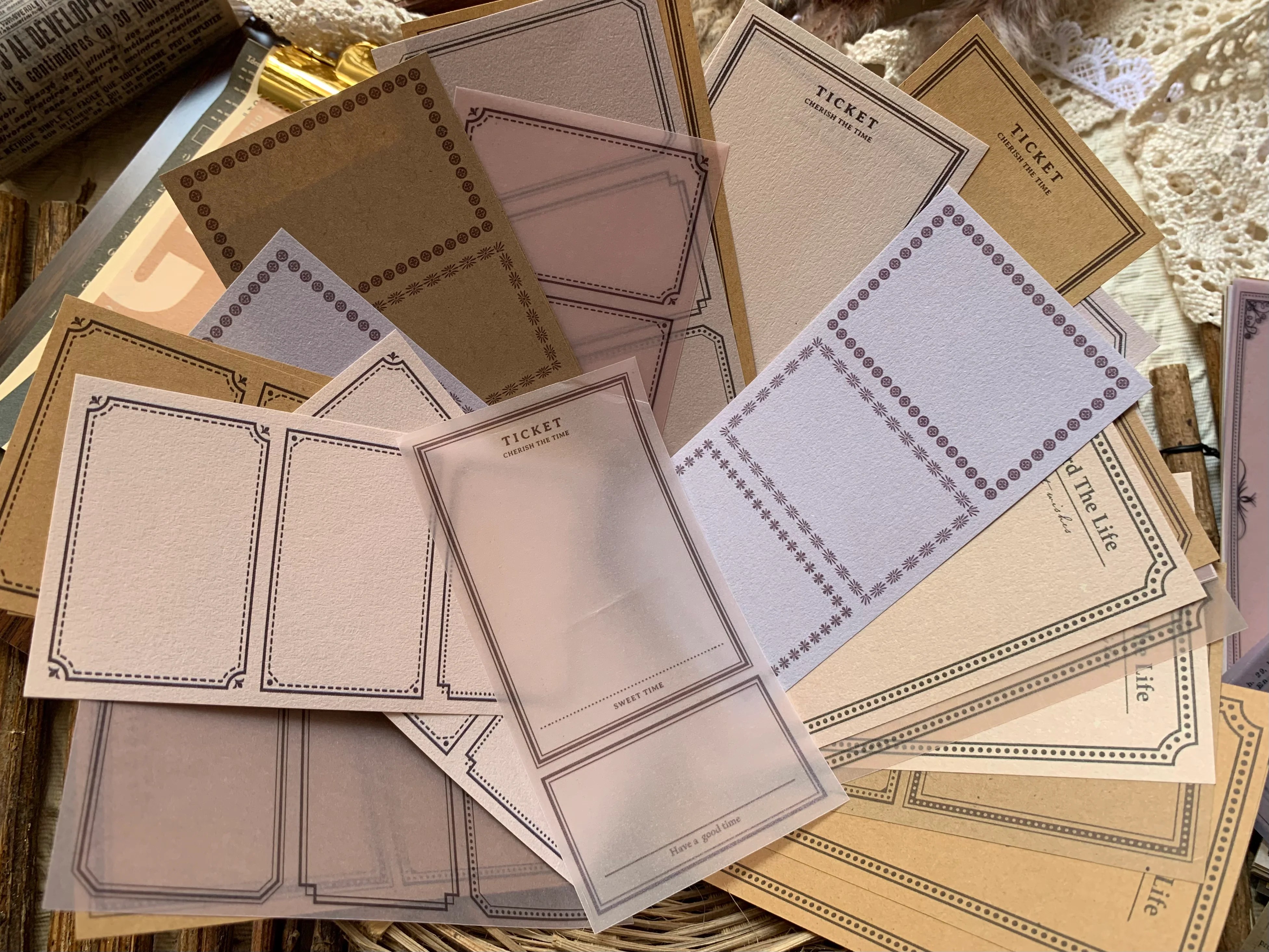 Vellum + Kraft Paper Set Ticket BRWN