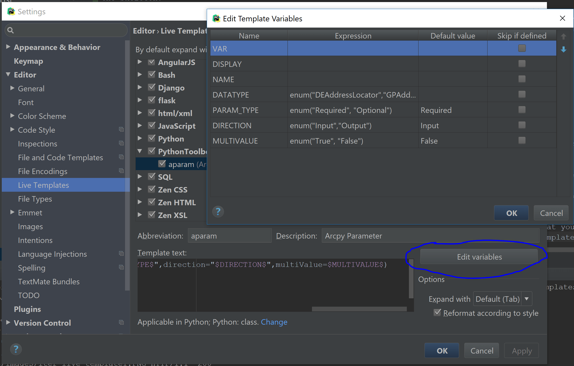 PyCharm Live Templates